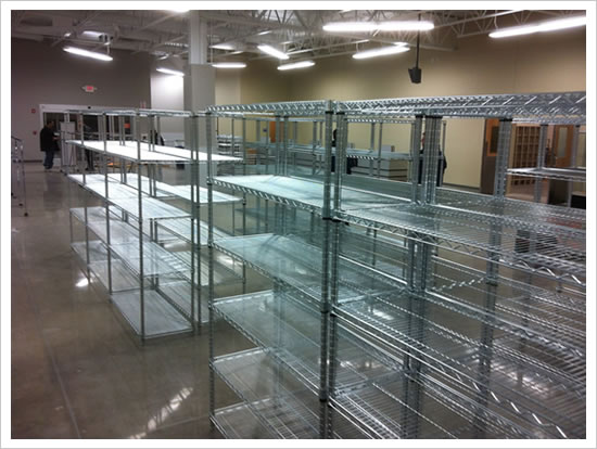 wire shelving as follows Chrome